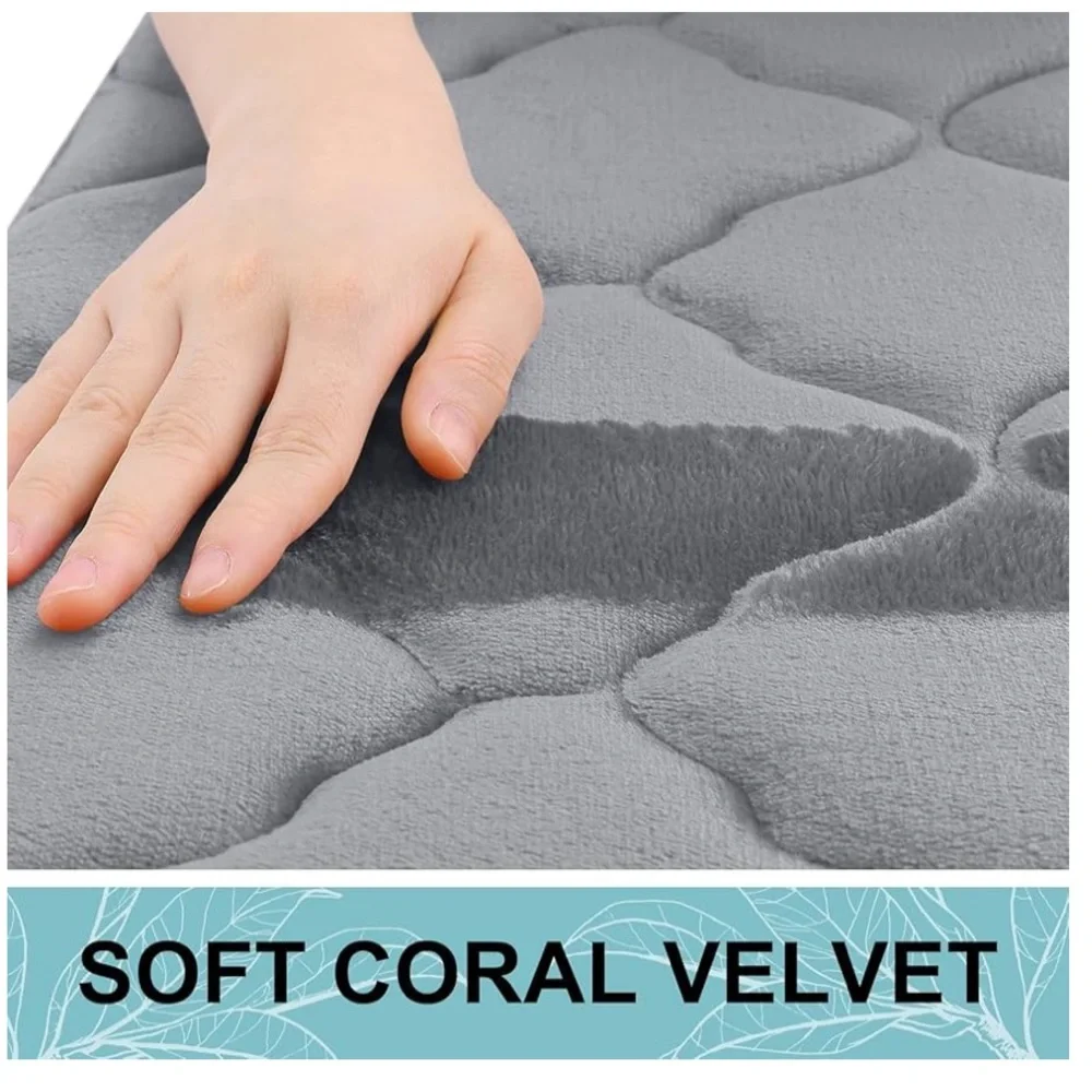 OLANLY Memory Foam Gray Bath Mat Rug 59x20, Ultra Soft & Absorbent Bathroom Rug
